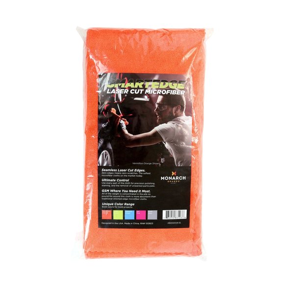 Monarch Edgeless Microfiber Cloths - 16 x 16 - Orange 12 Pack, 12PK M915101OR-EL